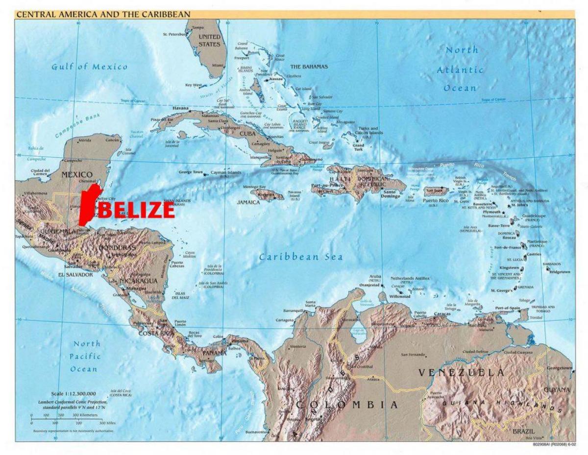 Kat jeyografik nan Beliz amerik santral