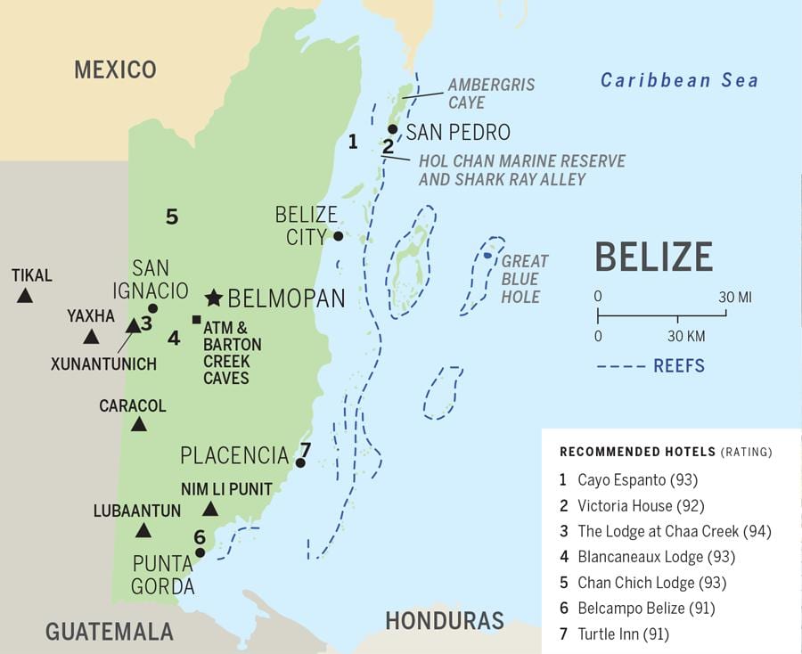Kat jeyografik nan Beliz plaj