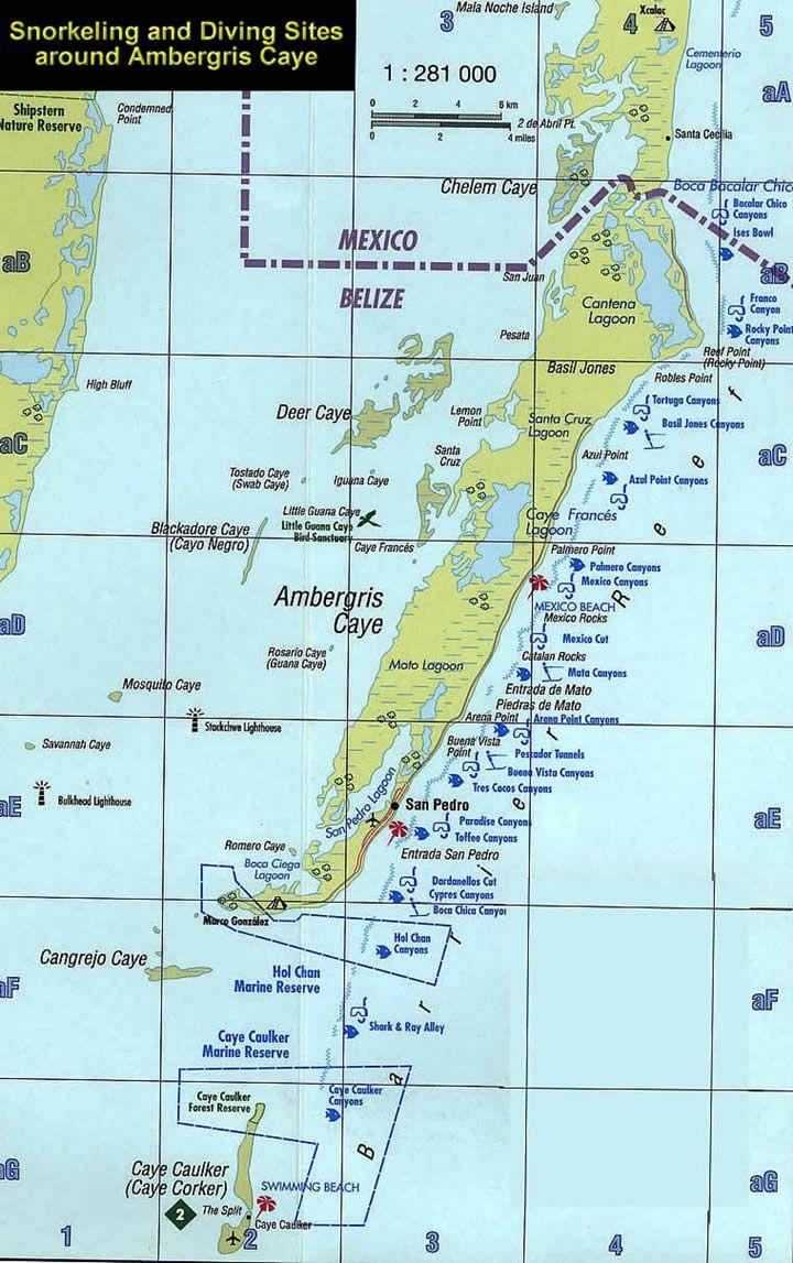 Kat jeyografik nan Beliz plonje anba dlo