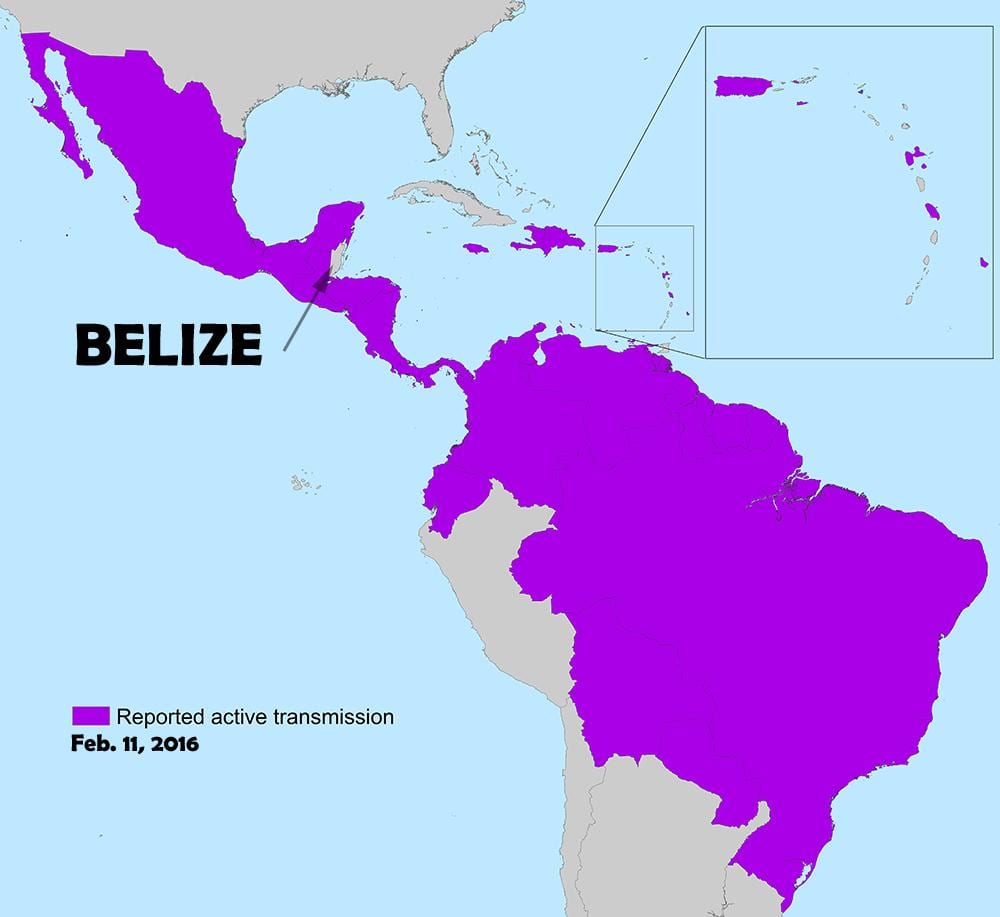 Kat jeyografik nan Beliz zika