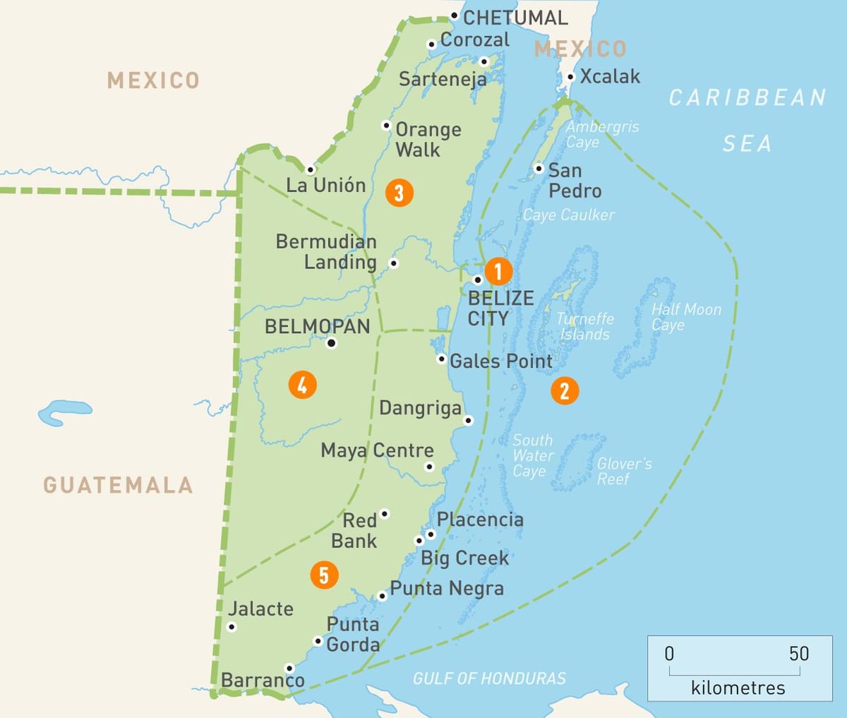 Kat jeyografik nan Beliz ak peyi nan vwazinaj yo