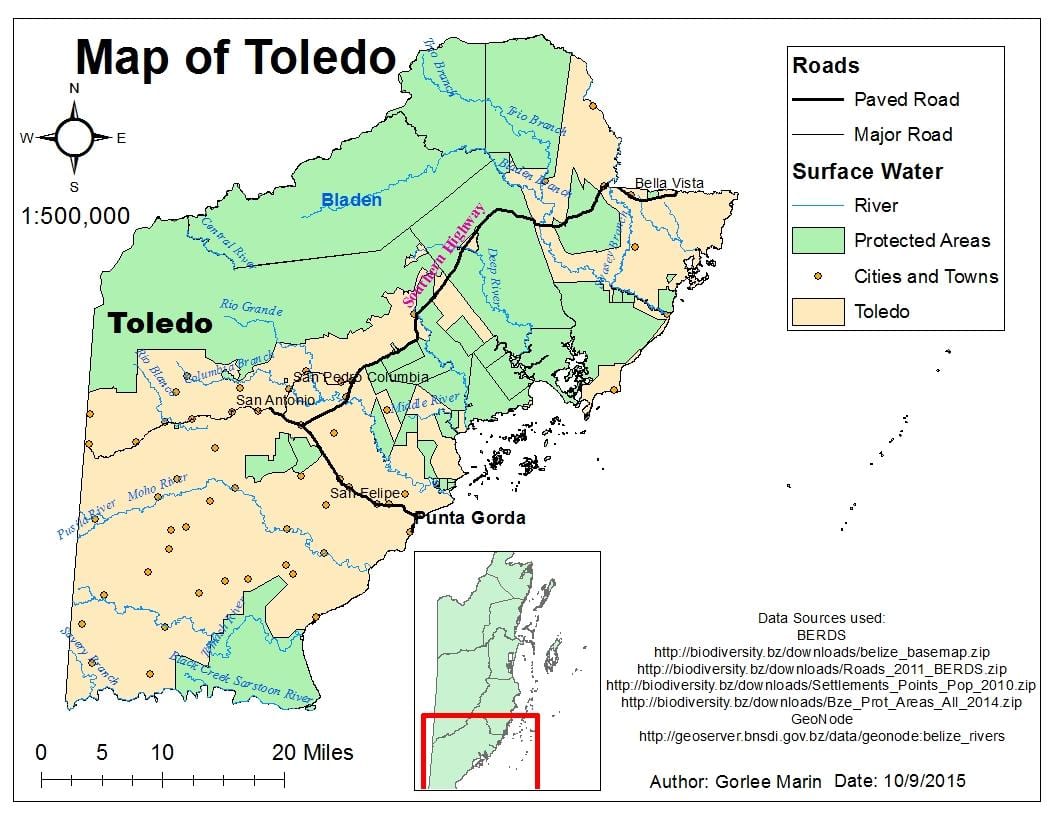kat jeyografik nan toledo distri a Beliz
