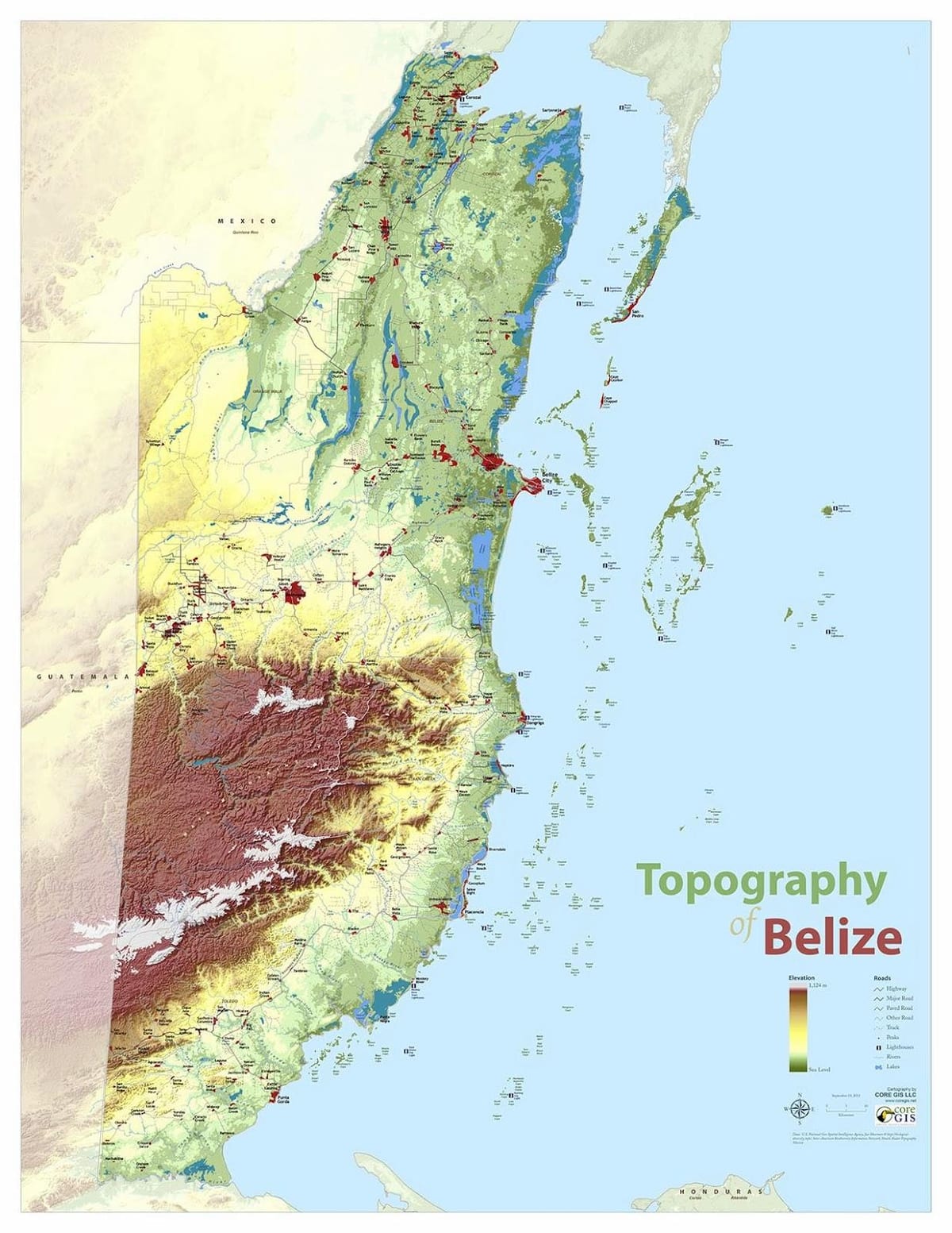 Kat jeyografik topografik Beliz
